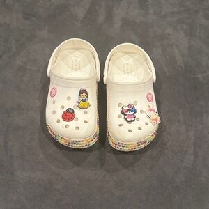 CROCS Kids White Slippers with Colorful Characters